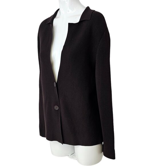 Eileen Fisher Womens Silk Cotton Button Front Cardigan Collared Top Size Small - Picture 3 of 8